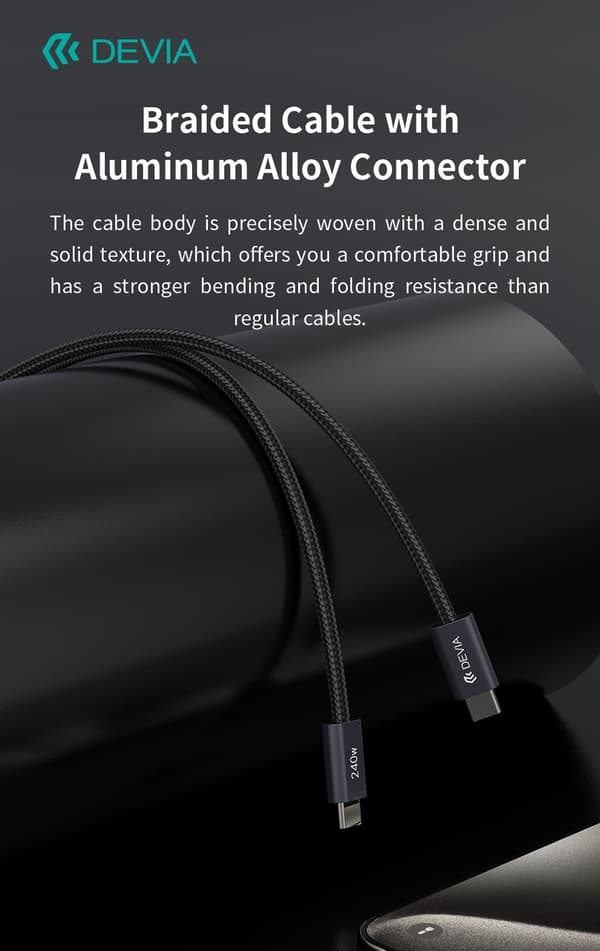 240W Devia Extreme Snabbladdning USB-C till USB-C-kabel – 2m