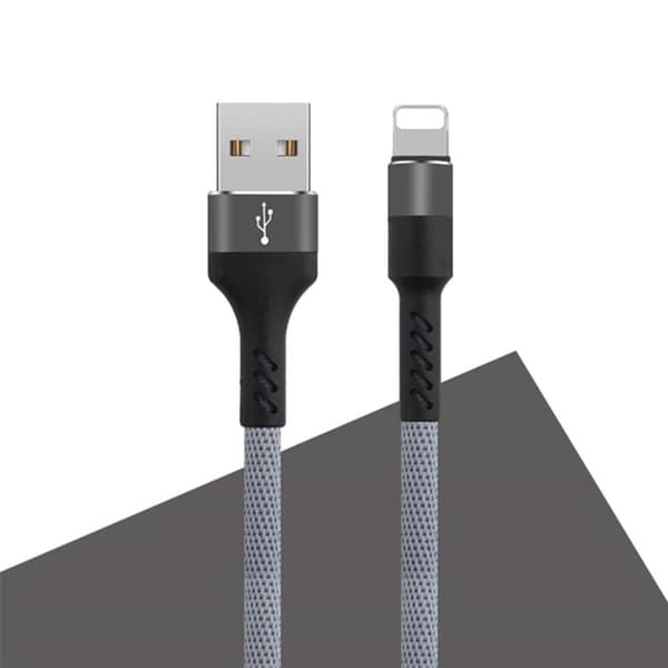 Maxlife USB - Lightning Kabel 1 m 2A - Grå Nylon
