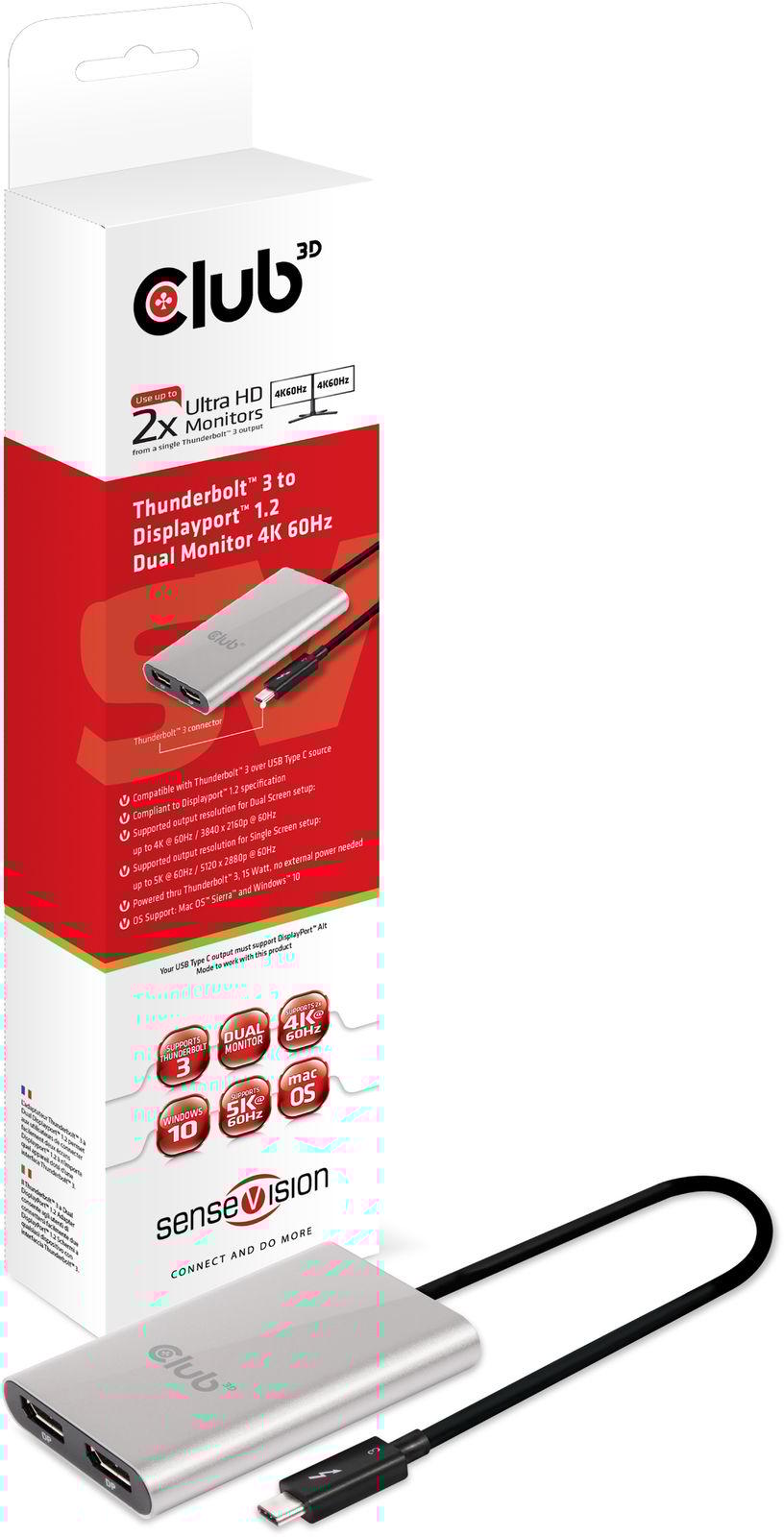 Club3D TB 3 to Dual DP 1.2 Adapter