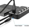 Miniatyrbillede 4 af 7: NÖRDIC drevet 4-ports hub USB 3.0 5Gbps med individuell bryter 25 cm kabel aluminium svart med strømforsyning