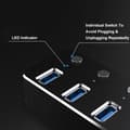 Miniatyrbillede 7 af 7: NÖRDIC drevet 4-ports hub USB 3.0 5Gbps med individuell bryter 25 cm kabel aluminium svart med strømforsyning