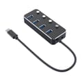 Miniatyrbillede 1 af 7: NÖRDIC drevet 4-ports hub USB 3.0 5Gbps med individuell bryter 25 cm kabel aluminium svart med strømforsyning