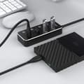 Pikkukuva 4 / 5: NÖRDIC-virtalähde 4-porttinen hub USB-C 3.0 5Gbps yksittäisellä kytkimellä 25cm kaapeli alumiinimusta virtalähteellä
