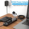 Pikkukuva 4 / 8: NÖRDIC-virralla toimiva 7-porttinen USB-C 3.0 HUB erillisellä kytkimellä 5Gbps 25cm kaapeli alumiinimusta virtalähteellä