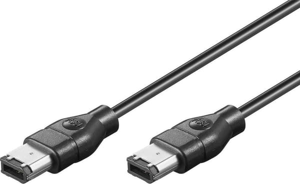 S-Impuls FireWire 400-kabel med 6-stifts - 6-stifts kontakter / svart - 1,8 meter