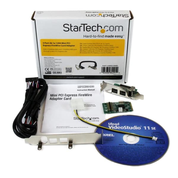 StarTech.com 3-portti 2b 1a 1394 Mini PCI Express FireWire-korttisovitin - FireWire-sovittimet - PCI Express Mini -kortti - FireWire 800 - 2 porttia +