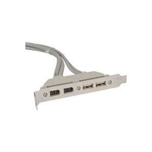 InLine USB-stikbeslag - intern/ekstern - 2xUSB type A (F) & 2xFW 6-benet (F) - 3x9-benet (M) - 0,4 m (33390A)