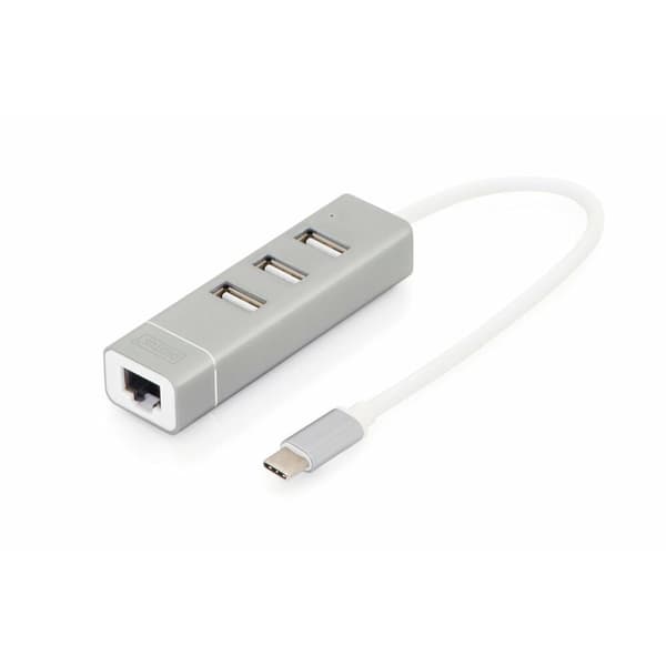 USB-HUB Digitus Grå Silvrig Aluminium