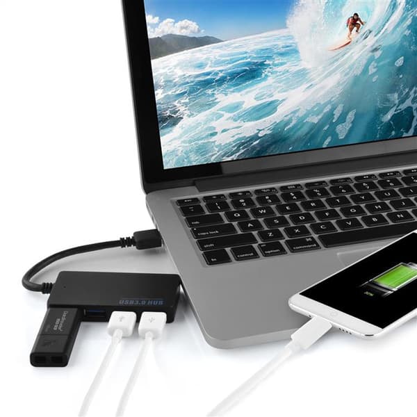 4-porttinen USB 3.0 Multi-interface USB Hub Plug & Play USB-C-liittimellä Type-C-liittimellä ja virtalähteellä sopii kannettaviin tietokoneisiin,