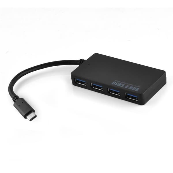 4-Port USB 3.0 Multi-interface USB Hub Plug & Play med USB-C Plug Type-C Jack och strömförsörjning lämplig för bärbara datorer, surfplattor och