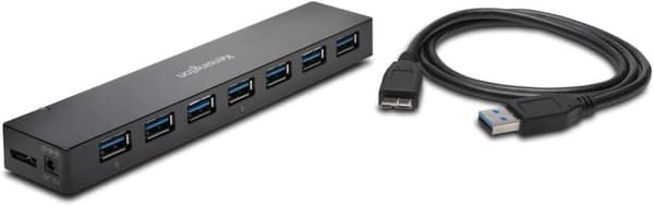 Kensington USB 3.0 7-portshubb, överföringshastigheter upp till 5 Gbps - 3 Amp för snabbladdning av smartphones och surfplattor, Plug and Play-install