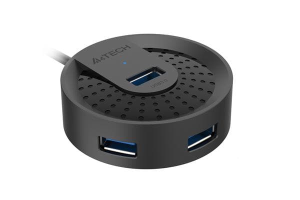 HUB extern A4TECH, porturi USB-A: USB 3.0 x 4, conectare prin USB , cablu 1.0 m, negru, "HUB-30-BK" (timbru verde 0.8 lei)