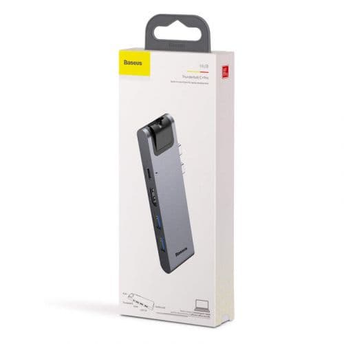 DOCKING Station Baseus, conectare PC USB Type-C x 2, USB 3.0 x 2, USB Type C x 1 PD 87W,SD x 1,MicroSD x 1,HDMI x 1/4K/60Hz,RJ-45 Gigabit LAN x 1,gri