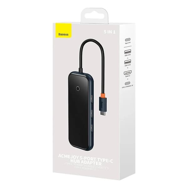 Hub 5in1 Baseus AcmeJoy series USB-C to 2xUSB 3.0 + USB 2.0 + USB-C PD + HDMI (dark grey)