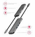 Miniatyrbild 1 av 6: Swissten USB-C Hub 6in1 with 3X USB 3.0 / 1X USB-C Power Delivery / 1X microSD / 1X SD / Aluminum body