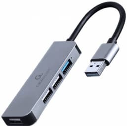HUB extern GEMBIRD, porturi USB: USB-A 2.0 x 3, USB-A 3.1 x 1, conectare prin USB-A 3.1, cablu 0.12 m, argintiu, "UHB-U3P1U2P3-01" (timbru verde 0.18