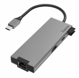 USB-C Hub, Multiport, 5 Ports, 2 x USB-A, 1 x USB-C, 1 x HDMI, 1х LAN, grey