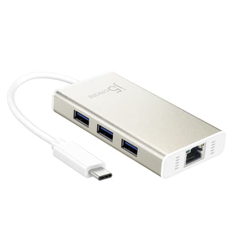 J5create USB-C Multi-Adapter Gigabit Ethernet / USB 3.1 HUB Aluminium, Hvid