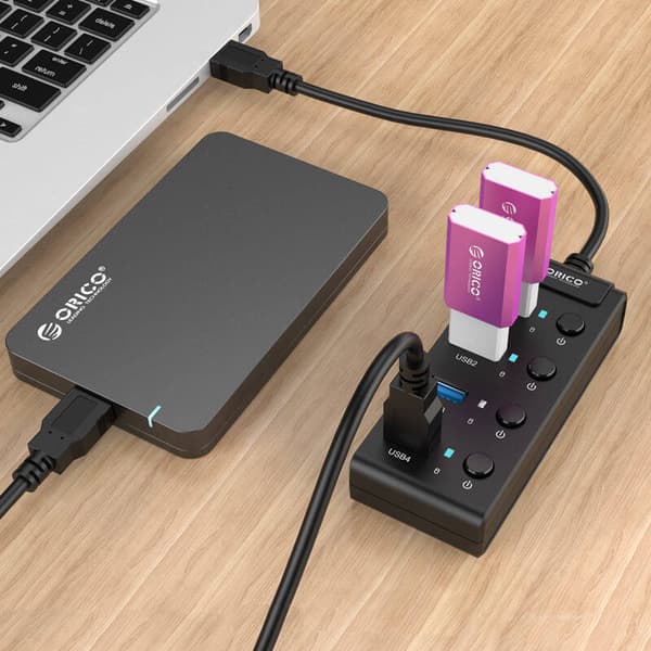 Orico  USB 3.0. Hub with switches, 4x USB (black)