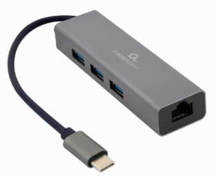 Gembird A-CMU3-LAN-01 USB-C Gigabit network adapter with 3-port USB 3.1 hub
