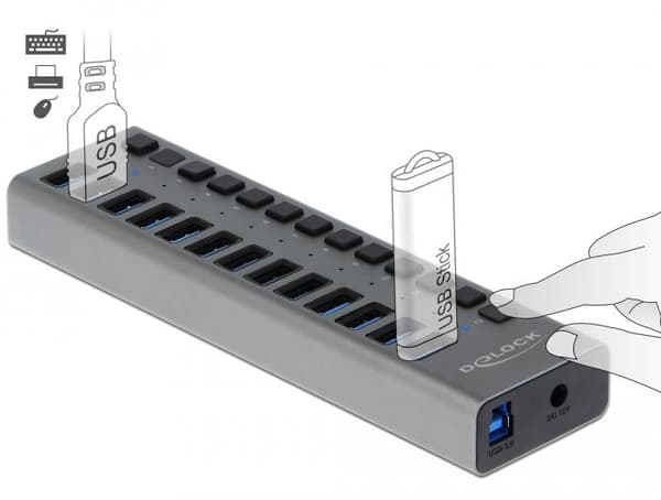 Delock External SuperSpeed USB Hub with 13 Ports, DELOCK-63738