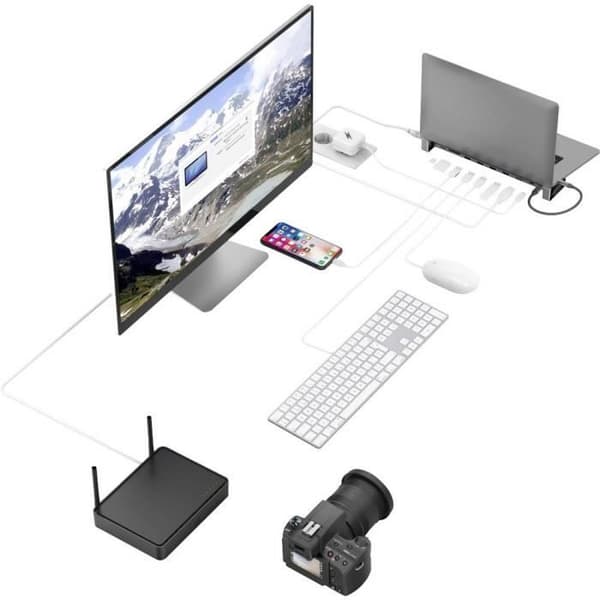 USB-C-dockningsstation - HAMA - Universell - 9 portar - Inbyggd strömförsörjning - Kompatibel med PC