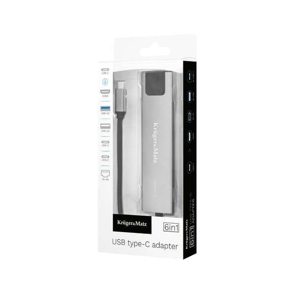 Adapter (HUB) USB typ C till HDMI/2x USB3.0/2x USB typ C/RJ45
