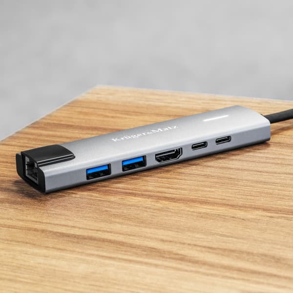 Adapter (HUB) USB typ C till HDMI/2x USB3.0/2x USB typ C/RJ45