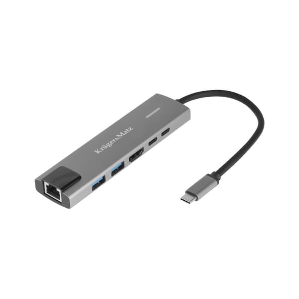 Adapter (HUB) USB typ C till HDMI/2x USB3.0/2x USB typ C/RJ45
