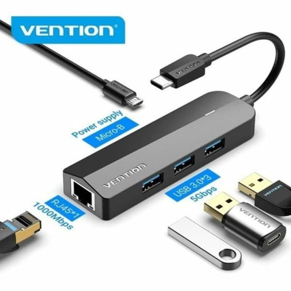 USB-HUB Vention TGPBB Svart (1 antal)