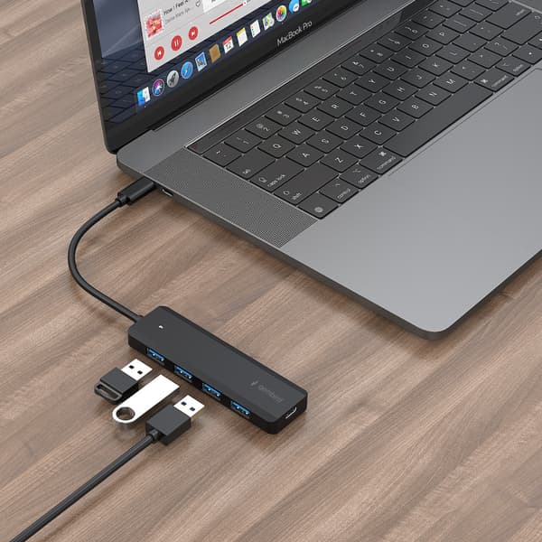 USB-hub USB-C til 4 USB-indgange med ultrahurtig dataoverførsel