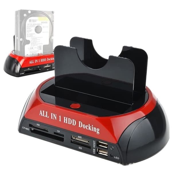 Dockningsstation för hårddisk - Multifunktionell - 2,5/3,5 tum - USB 2.0 - e-SATA - Kortläsare