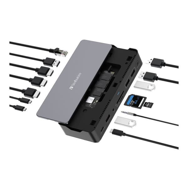 15-portars Pro USB-C dockningsstation med SSD-plats - VERBATIM - CDS-15S
