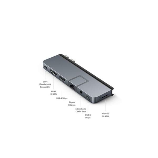USB Hub - HyperDrive - HD575-GRÅ - 7-i-2 - För MacBook Air och Pro - Sideral grå