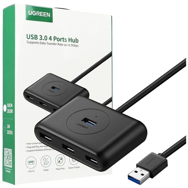 Ugreen HUB splitter 4x USB 3.2 Gen 1 (0,5 m kabel) svart (20290)
