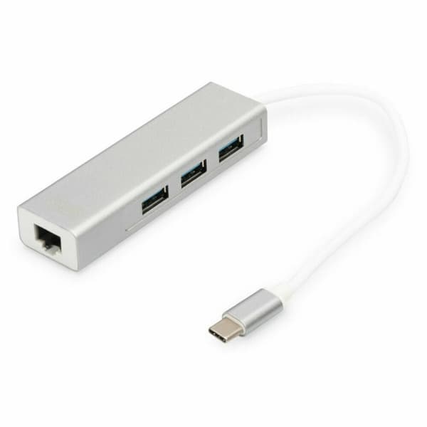 USB-keskitin Digitus DA-70255 Harmaa Valkoinen/Harmaa Hopeinen