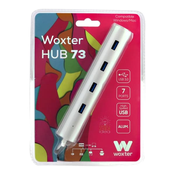 USB-HUB Woxter PE26-142 Vit Silvrig Aluminium (1 antal)