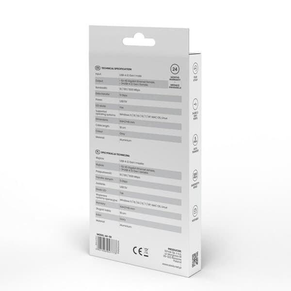 4-porttinen USB-hubi Savio AK-58 Ethernet (RJ-45) Harmaa