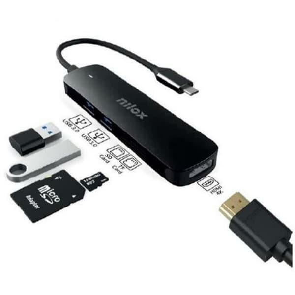 Dockstation Nilox NXDSUSBC05 5-i-1 Svart