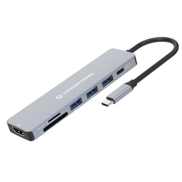 USB-HUB Conceptronic 110519207101 Grå Multicolour 100 W