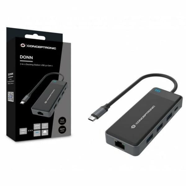 USB Hub Conceptronic DONN14G Sort Grå 100 W