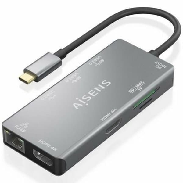 USB-HUB Aisens ASUC-9P018-GR Grå