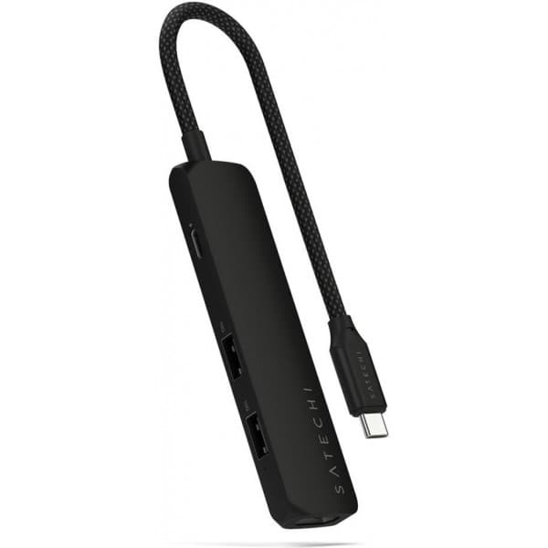 Satechi 4-i-1 USB-C Slim Multiport 4K-adapter, svart