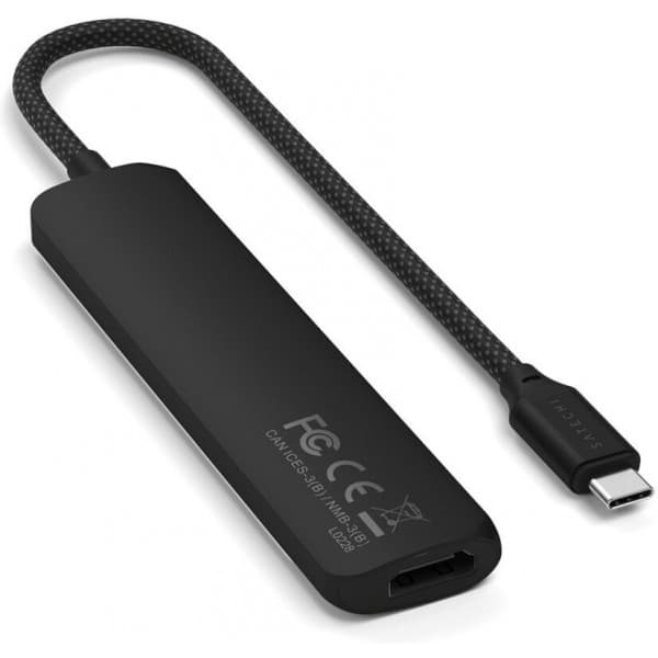 Satechi 6-i-1 USB-C Slim Multiport-adapter, svart