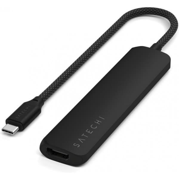 Satechi 6-i-1 USB-C Slim Multiport-adapter, svart