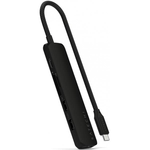 Satechi 6-i-1 USB-C Slim Multiport-adapter, svart