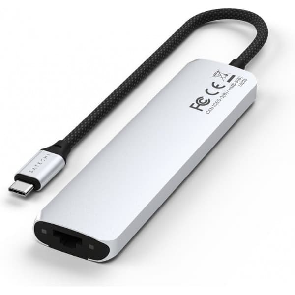 Satechi 7-i-1 USB-C Slim Multiport -adapter med Ethernet, sølv