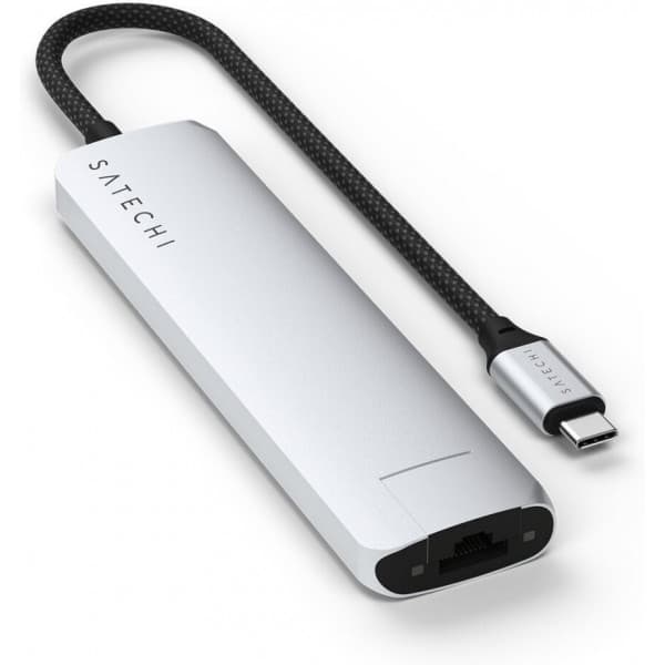 Satechi 7-i-1 USB-C Slim Multiport -adapter med Ethernet, sølv