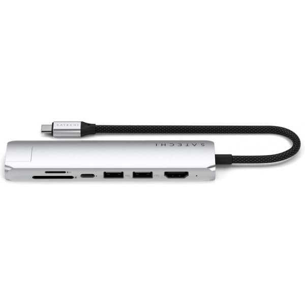 Satechi 7-i-1 USB-C Slim Multiport -adapter med Ethernet, sølv