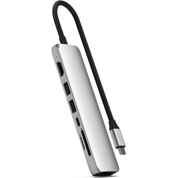 Satechi 7-i-1 USB-C Slim Multiport -adapter med Ethernet, sølv